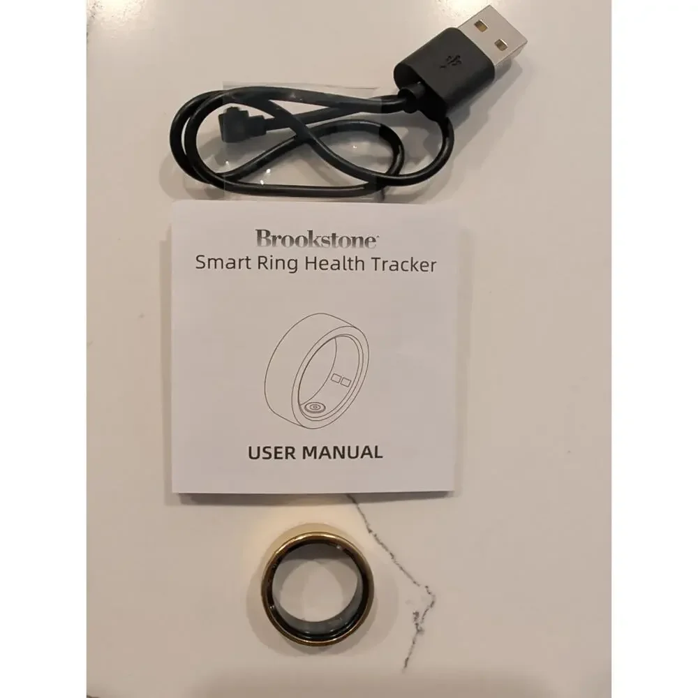 Brookstone Smart Ring Health Tracker Size 8 – Sleep & Heart Rate Fitness - Gold